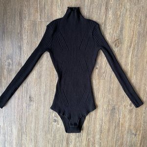 Black turtleneck sweater bodysuit